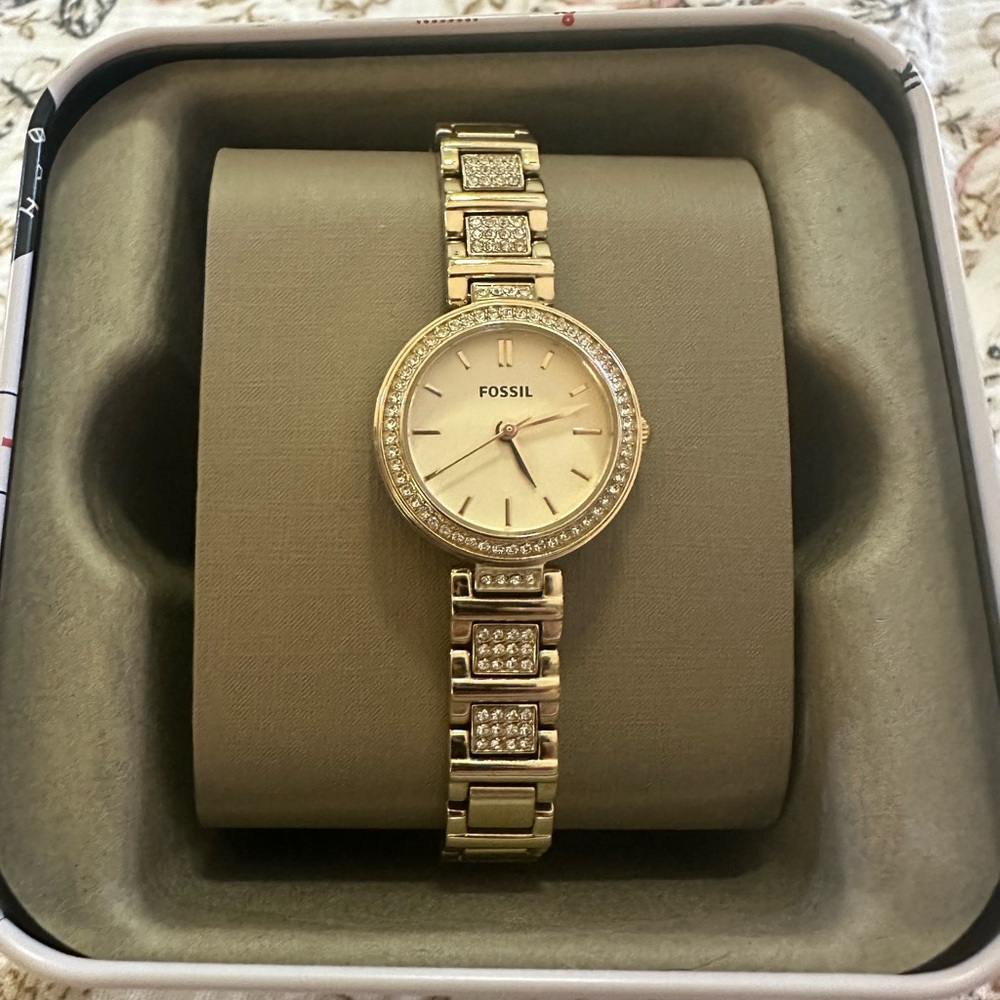 Fossil Gold Women's Watch with Crystal Accents